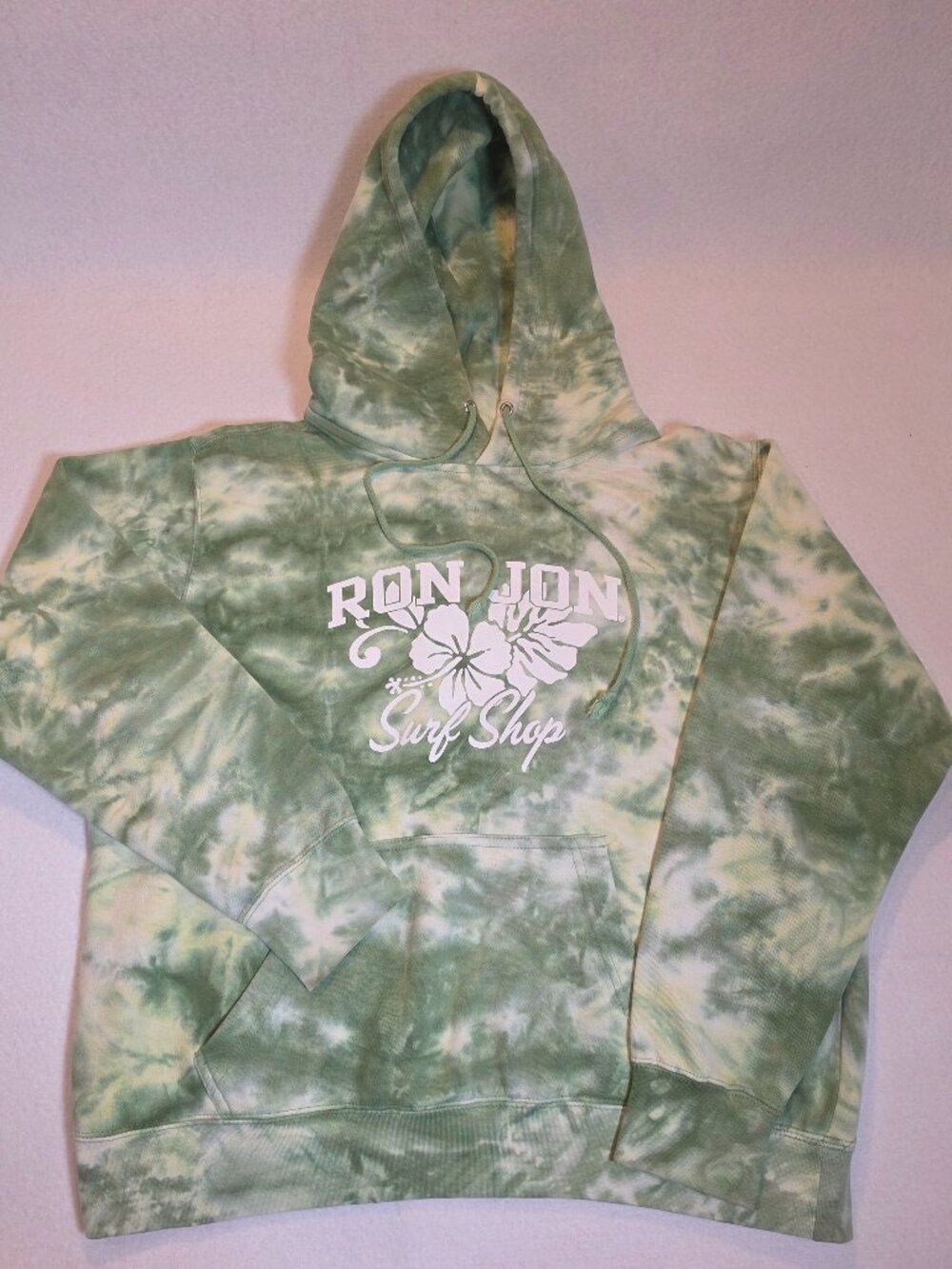 Ron Jon Surf Shop Green Tie Dye Hoodie Surf Beach Pullover Sweatshirt Large